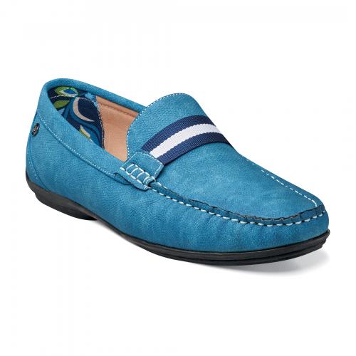 Stacy Adams "Pepi" Blue Suede Moc Toe Loafer Shoes 24942